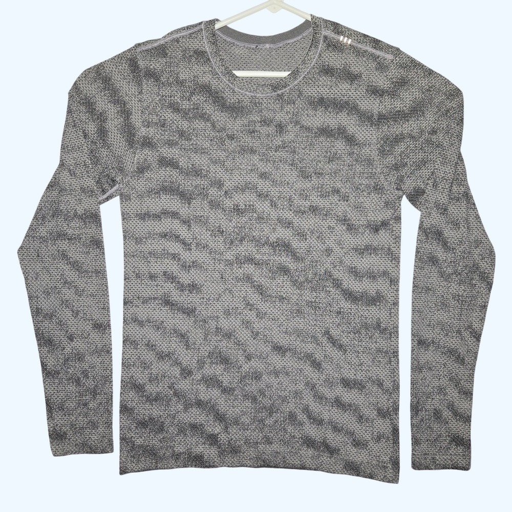 Lululemon Mens Metal Vent Tech Long Sleeve Shirt Grey Black Space Dye Small?